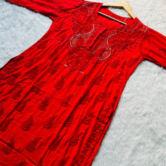 MUSLIN KURTI WITH HEAVY MUKESH WORK