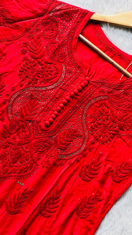 MUSLIN KURTI WITH HEAVY MUKESH WORK