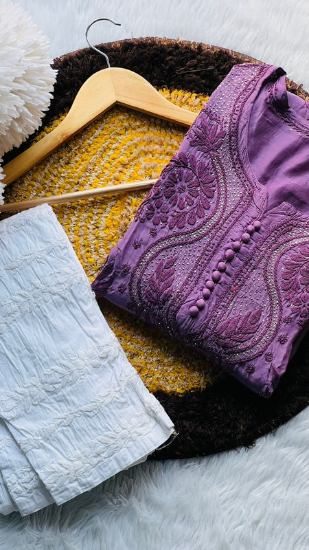 MUSLIN KURTI WITH HEAVY MUKESH WORK