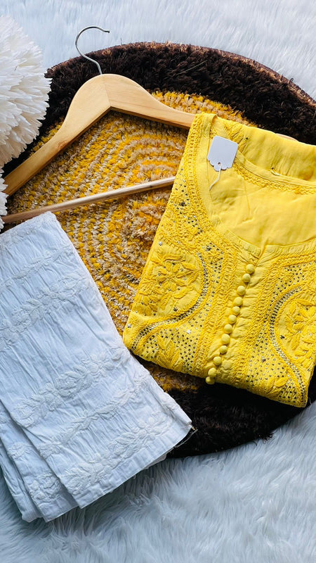 MUSLIN KURTI WITH HEAVY MUKESH WORK