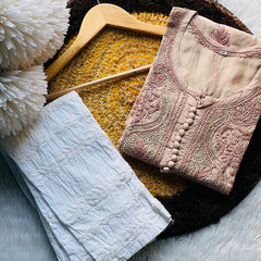 MUSLIN KURTI WITH HEAVY MUKESH WORK