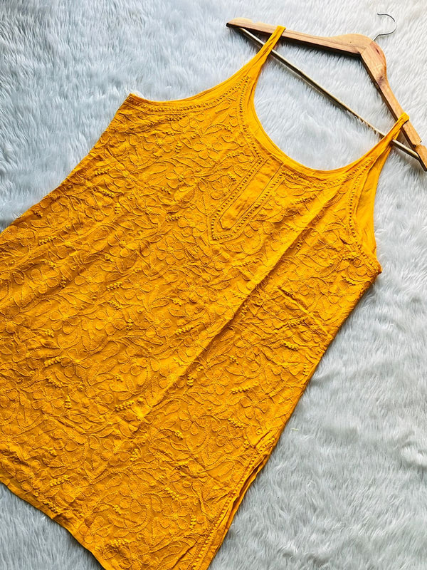 SLEVELESS VISCOSE ALL OVER EMBROIDERED KURTI