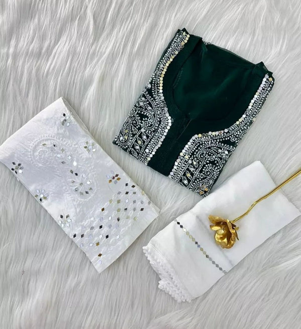 GALA BOOTI KURTI WITH SHARARA WITH DUPATTA
