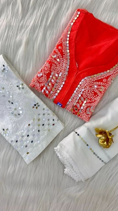 GALA BOOTI KURTI WITH SHARARA WITH DUPATTA