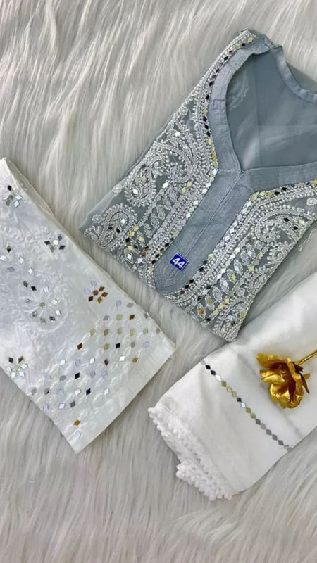 GALA BOOTI KURTI WITH SHARARA WITH DUPATTA