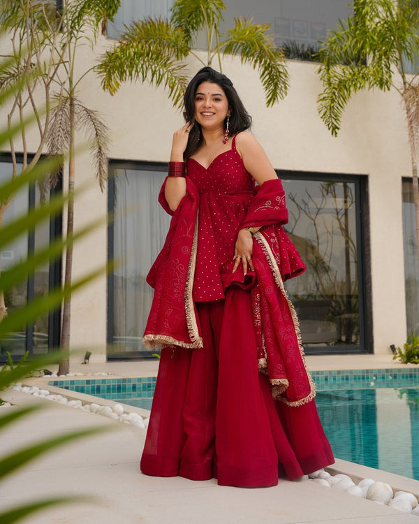 ANJANI ORGANZA SLEVELESS SET WITH MUKESHB WORK SET
