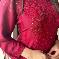RAYON HEAVY KURTI WITH MUKAiSH WORK