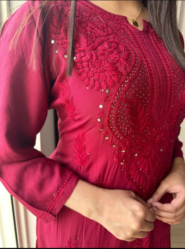 RAYON HEAVY KURTI WITH MUKAiSH WORK