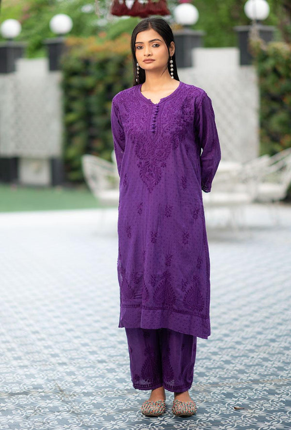 DOBBY COTTON PLAZZO SET WITH GIFT π INSIDE