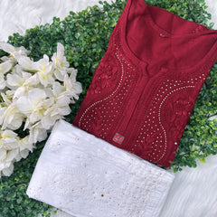 RAYON HEAVY KURTI WITH MUKAiSH WORK