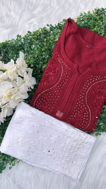 RAYON HEAVY KURTI WITH MUKAiSH WORK