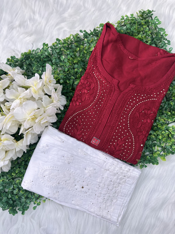 RAYON HEAVY KURTI WITH MUKAiSH WORK