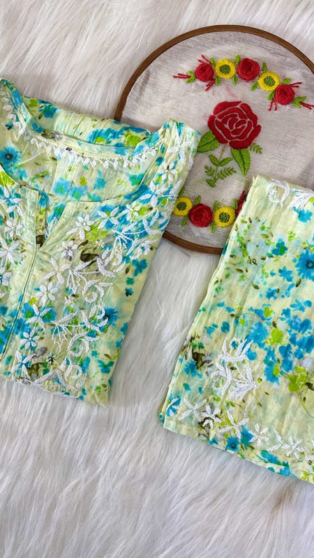 HAND EMBROIDED MAL MAL PRINTED CO-ORD SET