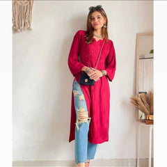 Versatile and Stylish Mukesh Embroidery in Rayon Kurti with Free Gift 💝 Inside