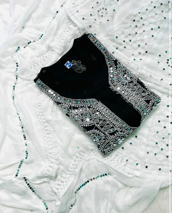 GALA BOOTI KURTI WITH SHARARA WITH DUPATTA