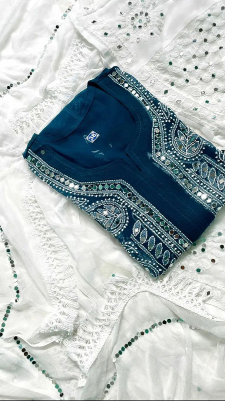 GALA BOOTI KURTI WITH SHARARA WITH DUPATTA