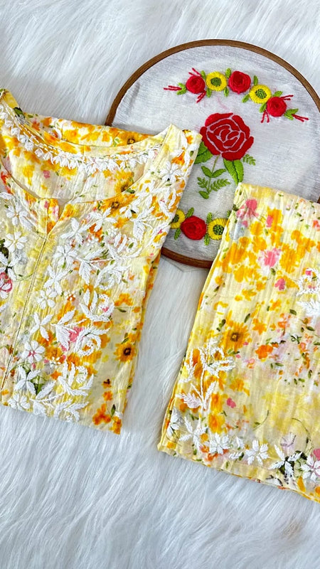 HAND EMBROIDED MAL MAL PRINTED CO-ORD SET