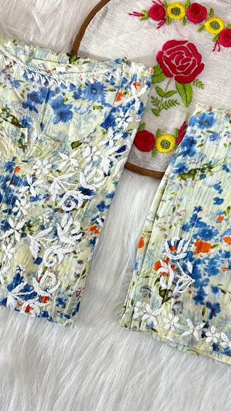 HAND EMBROIDED MAL MAL PRINTED CO-ORD SET