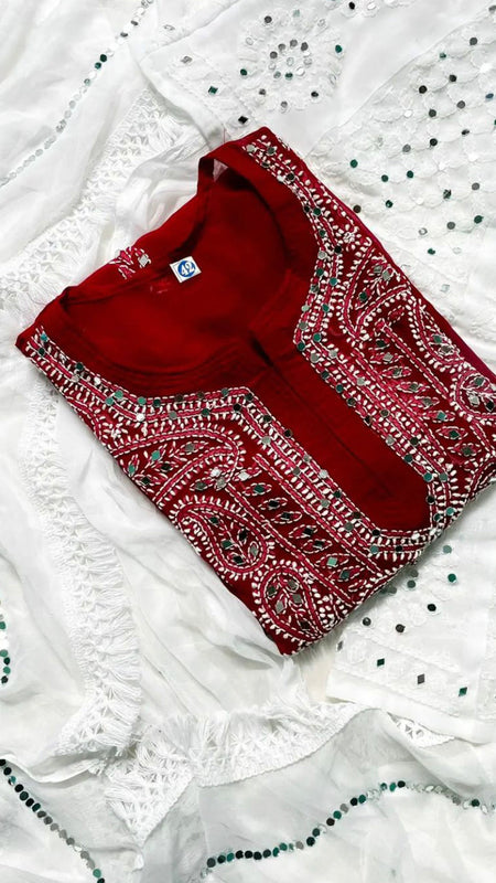 GALA BOOTI KURTI WITH SHARARA WITH DUPATTA