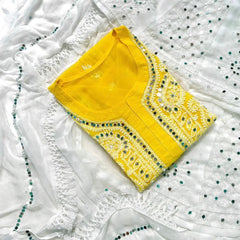 GALA BOOTI KURTI WITH SHARARA WITH DUPATTA