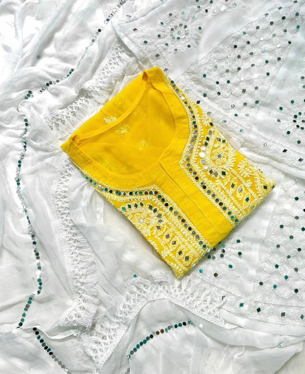 GALA BOOTI KURTI WITH SHARARA WITH DUPATTA