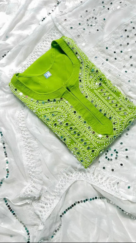 GALA BOOTI KURTI WITH SHARARA WITH DUPATTA