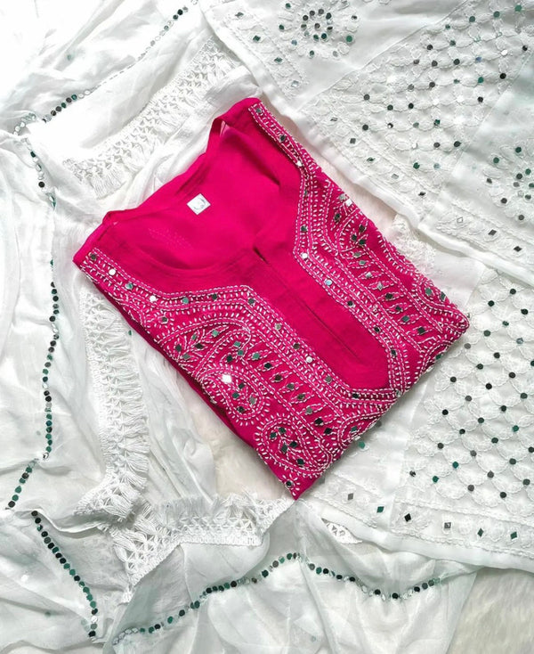 GALA BOOTI KURTI WITH SHARARA WITH DUPATTA