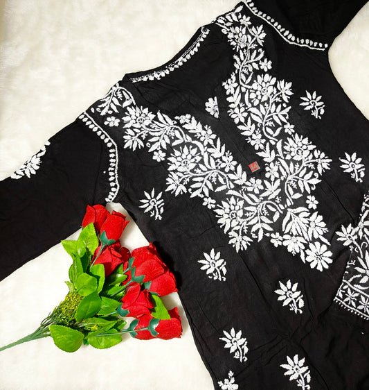 Black modal embroidery full set ethenic wear