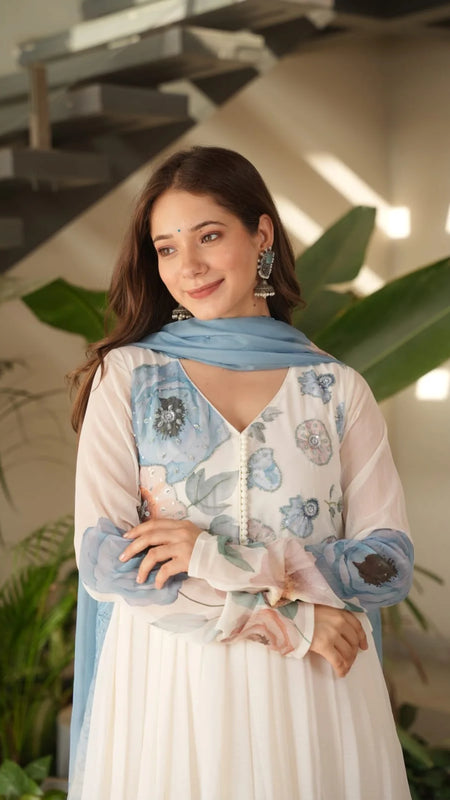 FLORAL TRENDING ANARKALI WITH KARDAL WORK