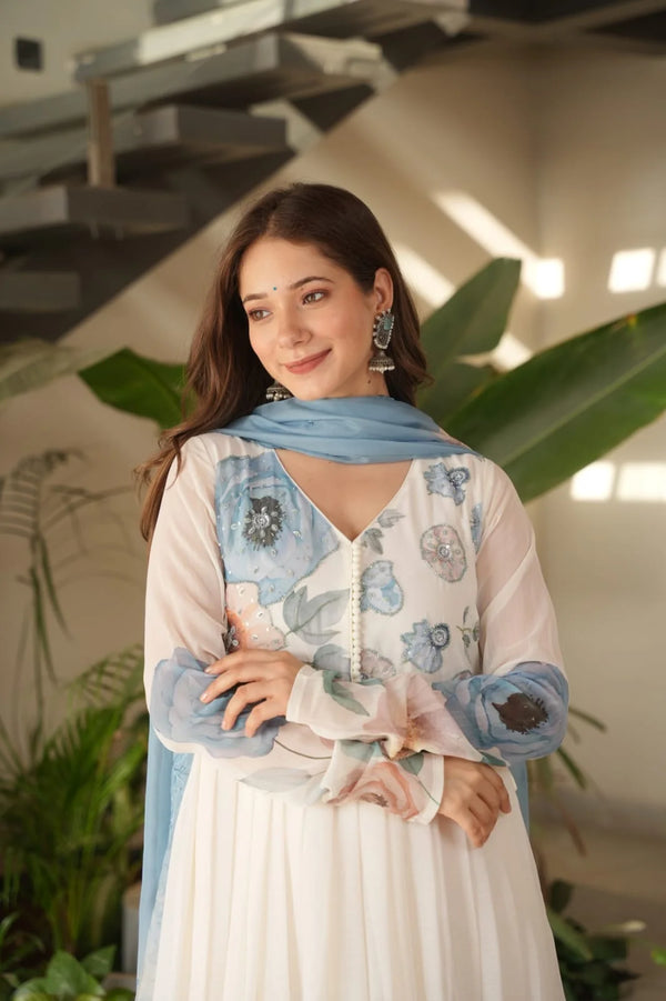 FLORAL TRENDING ANARKALI WITH KARDAL WORK