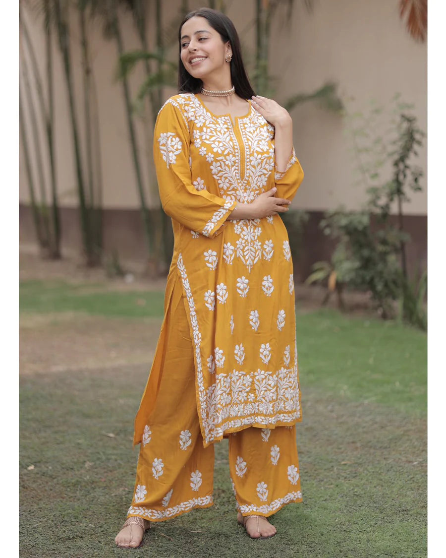 Evander Embroidery Rayon Co-ord Set