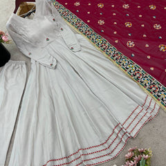 Exclusive Trending Designer Gown with Heavy sequence embroidery Dupatta 👗