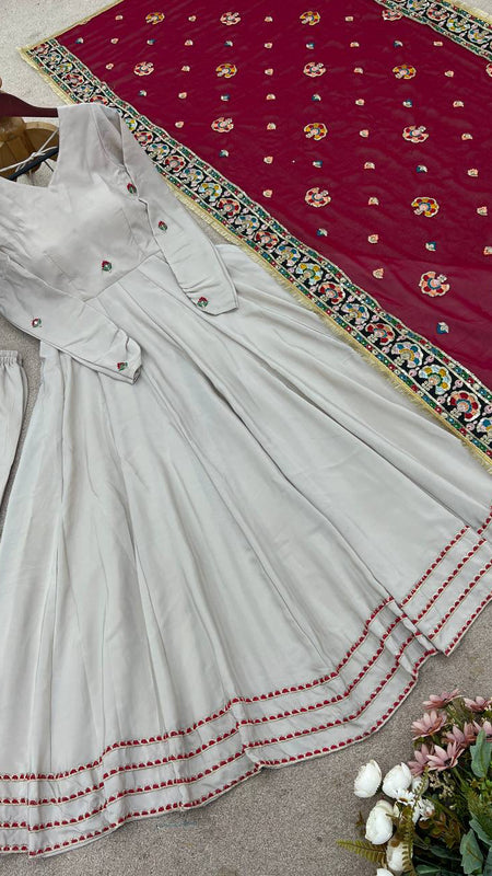 Exclusive Trending Designer Gown with Heavy sequence embroidery Dupatta 👗