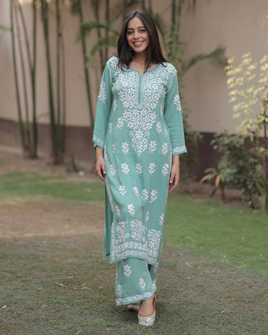 Evander Embroidery Rayon Co-ord Set