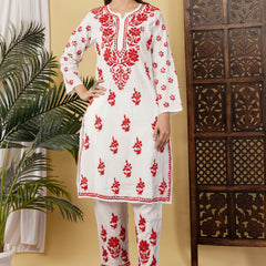 CHANDERI CO-ORD SET WITH  COLOUR THREAD WITH FREE GIFT 💝  INSIDE