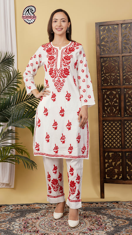 CHANDERI CO-ORD SET WITH  COLOUR THREAD WITH FREE GIFT 💝  INSIDE