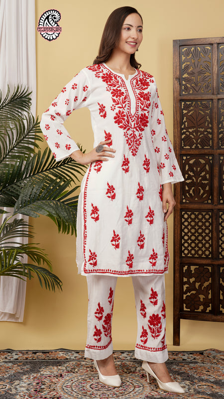 CHANDERI CO-ORD SET WITH  COLOUR THREAD WITH FREE GIFT 💝  INSIDE