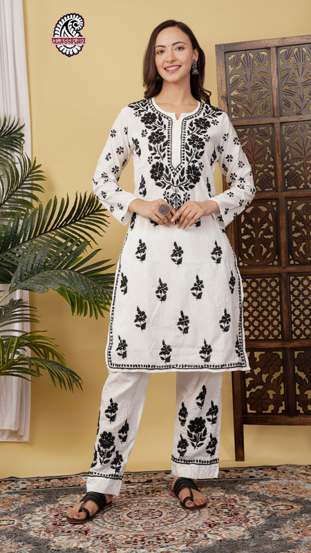 CHANDERI CO-ORD SET WITH  COLOUR THREAD WITH FREE GIFT 💝  INSIDE