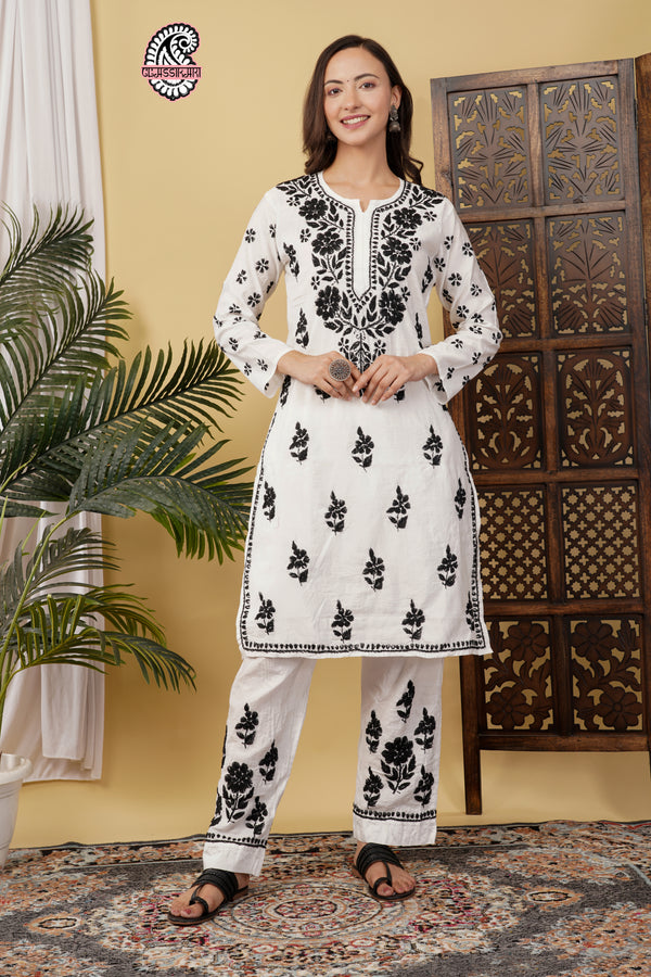 CHANDERI CO-ORD SET WITH  COLOUR THREAD WITH FREE GIFT 💝  INSIDE