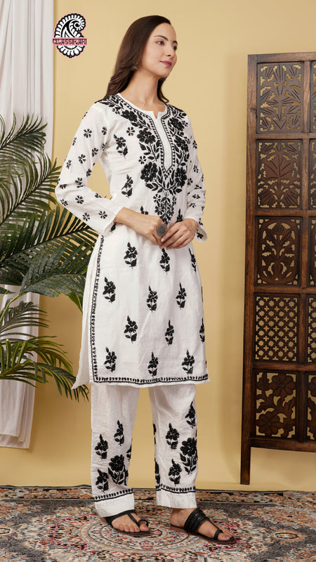 CHANDERI CO-ORD SET WITH  COLOUR THREAD WITH FREE GIFT 💝  INSIDE