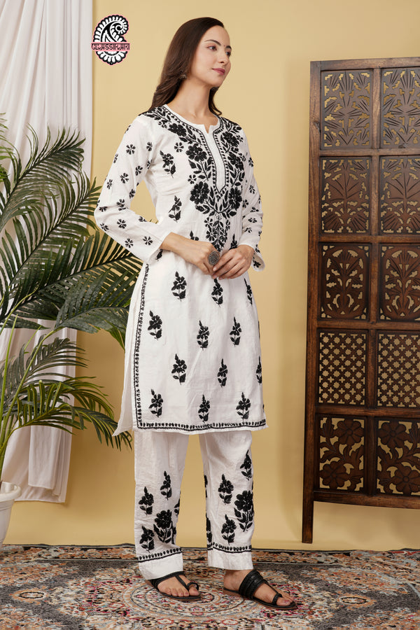 CHANDERI CO-ORD SET WITH  COLOUR THREAD WITH FREE GIFT 💝  INSIDE