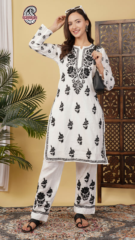 CHANDERI CO-ORD SET WITH  COLOUR THREAD WITH FREE GIFT 💝  INSIDE