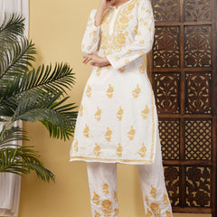 CHANDERI CO-ORD SET WITH  COLOUR THREAD WITH FREE GIFT 💝  INSIDE