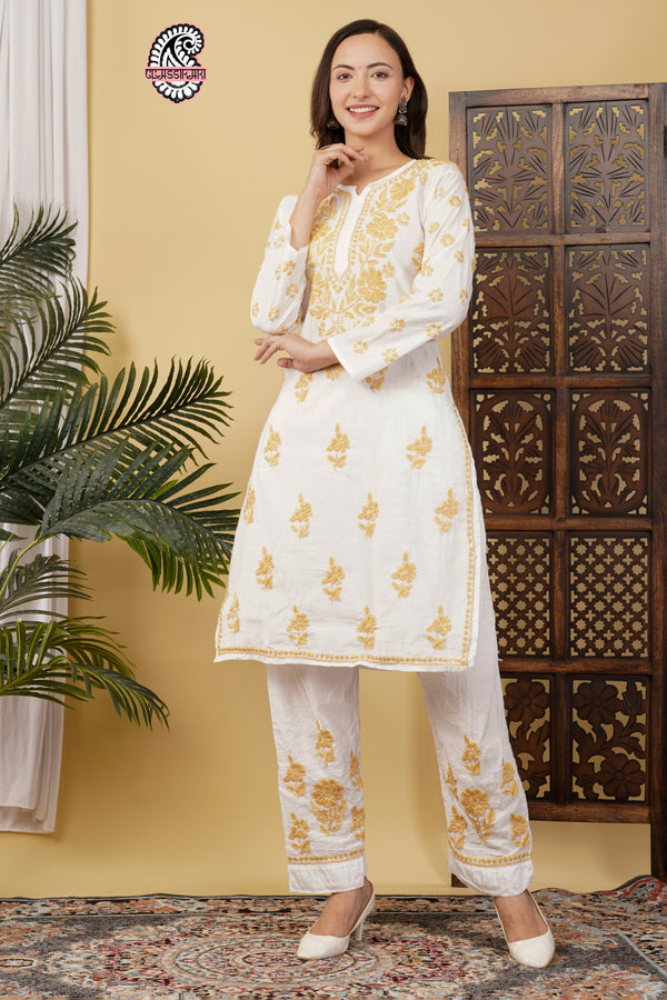 CHANDERI CO-ORD SET WITH  COLOUR THREAD WITH FREE GIFT 💝  INSIDE