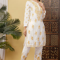 CHANDERI CO-ORD SET WITH  COLOUR THREAD WITH FREE GIFT 💝  INSIDE