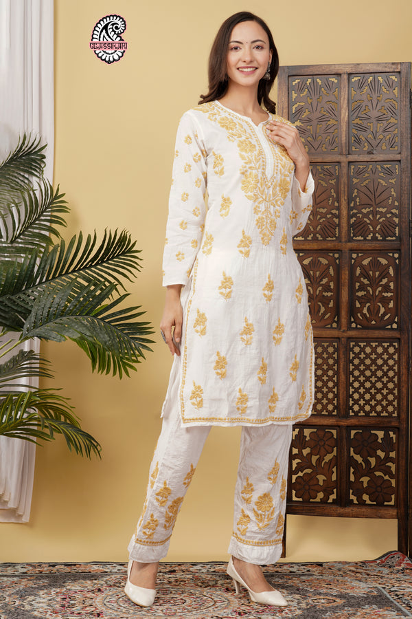 CHANDERI CO-ORD SET WITH  COLOUR THREAD WITH FREE GIFT 💝  INSIDE