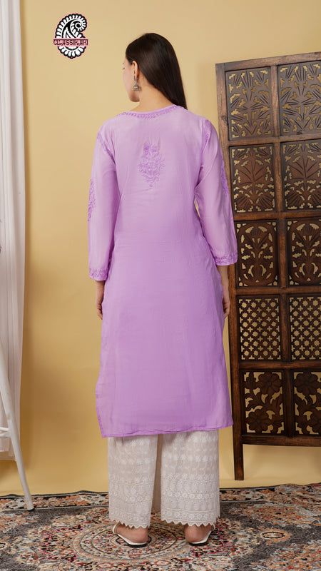 CHANDERI KURTI WITH HEAVY WORK WITH FREE GIFT 💝  INSIDE
