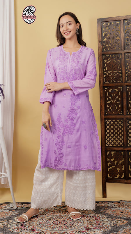 CHANDERI KURTI WITH HEAVY WORK WITH FREE GIFT 💝  INSIDE