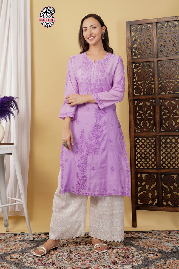 CHANDERI KURTI WITH HEAVY WORK WITH FREE GIFT 💝  INSIDE