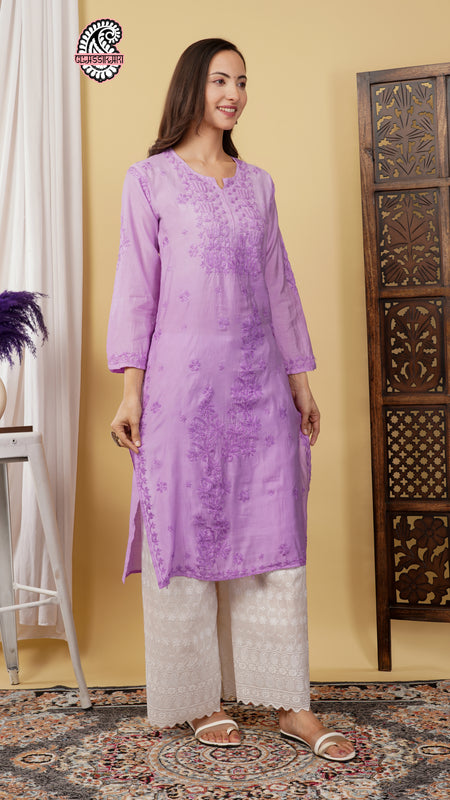 CHANDERI KURTI WITH HEAVY WORK WITH FREE GIFT 💝  INSIDE